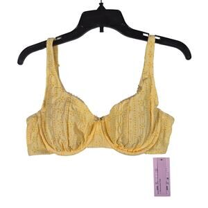 Wild Fable Yellow Eyelet Padded Wired Bikini Top Womens size D/DD